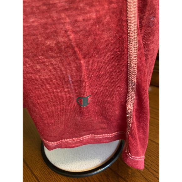 Womens Champion Authentic Red Burnout Logo V Neck T Shirt Sz Med EUC - Picture 4 of 9